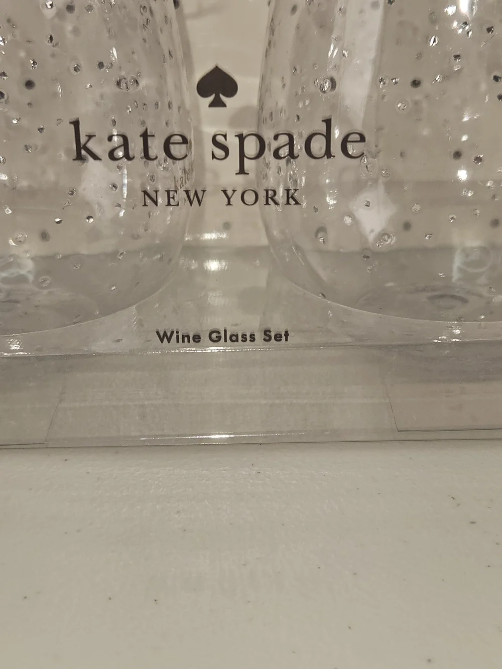 kate spade Silver Glitter Clear Wine Glass Set Of Two 18 Oz Acrylic Glass